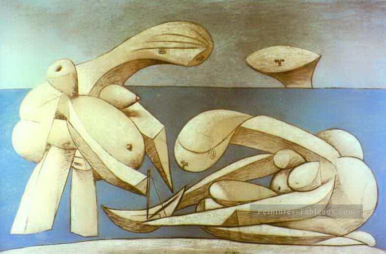 Baigneurs avec un bateau jouet 1937 Cubisme Peintures à l'huile